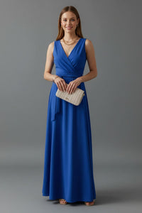 Women's Wedding Guest Satin Wrap Maxi Dress