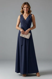 Women's Wedding Guest Satin Wrap Maxi Dress