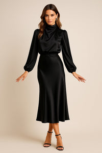 Women's Wedding Guest Satin Midi Dress