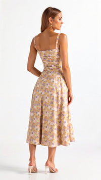 Women's Wedding Guest Floral Slip Midi Dress