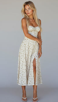 Women's Wedding Guest Floral Slip Midi Dress