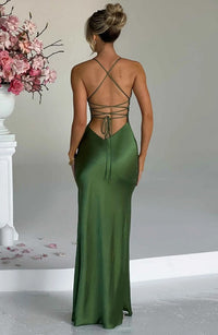 Women's Prom Satin Slip Maxi Dress