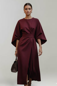 Women's Wedding Guest Satin Floral Midi Dress