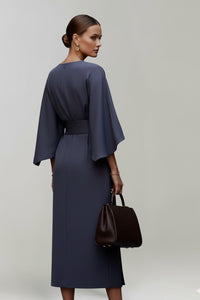 Women's Wedding Guest Satin Floral Midi Dress
