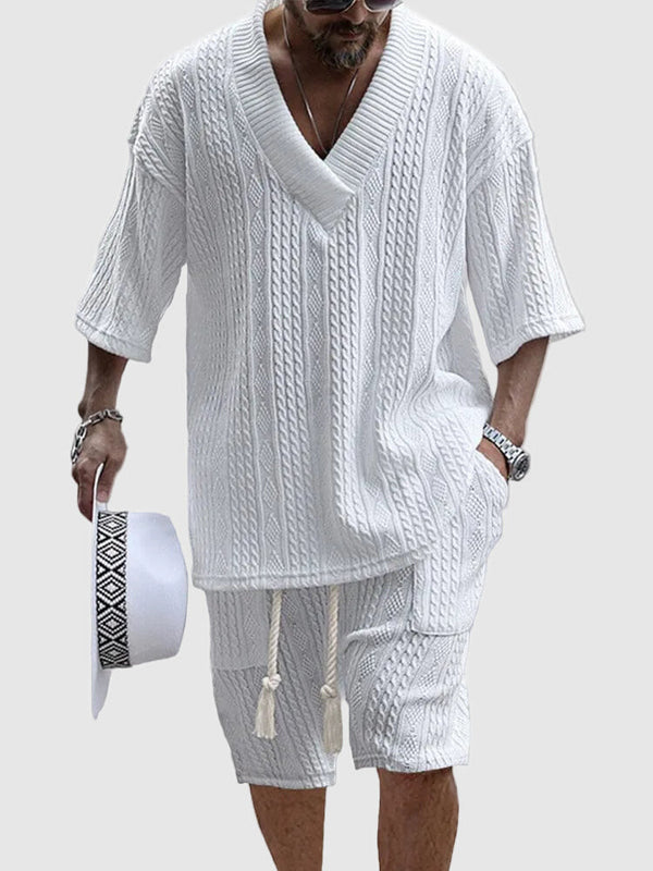 Jovan | Men’s Knit V-Neck Short Sleeve Set