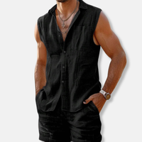 Oliver | Men’s Sleeveless Button-Down Linen Shirt Set