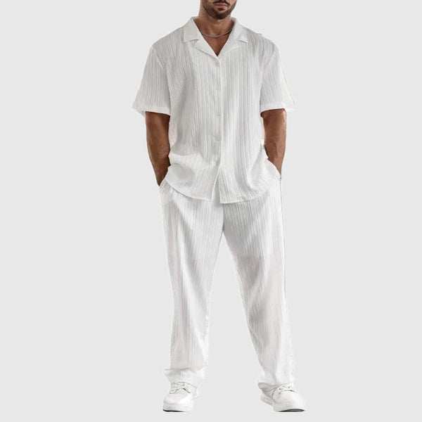 Olaf | Men’s Short Sleeve Button-Up Pleated Set