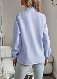 Elettra| Women’s Striped Ruffle Long Sleeve Blouse