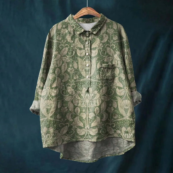 Amalina | Women’s Long Sleeve Floral Print Button Down Blouse