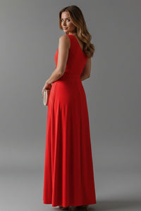 Women's Wedding Guest Satin Wrap Maxi Dress
