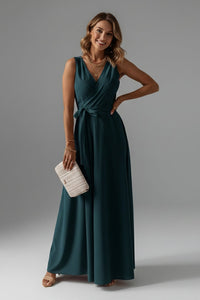 Women's Wedding Guest Satin Wrap Maxi Dress