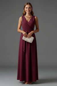 Women's Wedding Guest Satin Wrap Maxi Dress