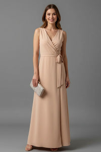 Women's Wedding Guest Satin Wrap Maxi Dress