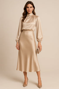 Women's Wedding Guest Satin Midi Dress