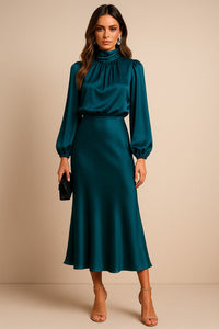 Women's Wedding Guest Satin Midi Dress