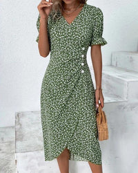Women's Wedding Guest Floral Wrap Midi Dress