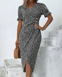 Women's Wedding Guest Floral Wrap Midi Dress