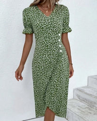 Women's Wedding Guest Floral Wrap Midi Dress