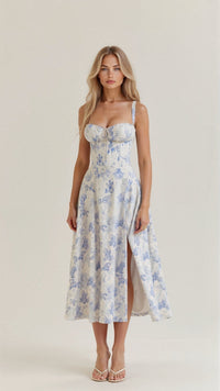 Women's Wedding Guest Floral Slip Midi Dress