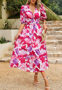 Eloise | Floral Puff Sleeve Midi Dress