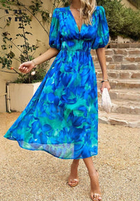 Eloise | Floral Puff Sleeve Midi Dress