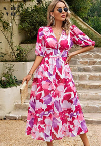 Eloise | Floral Puff Sleeve Midi Dress