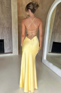 Women's Prom Satin Slip Maxi Dress