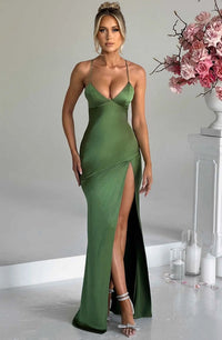 Women's Prom Satin Slip Maxi Dress