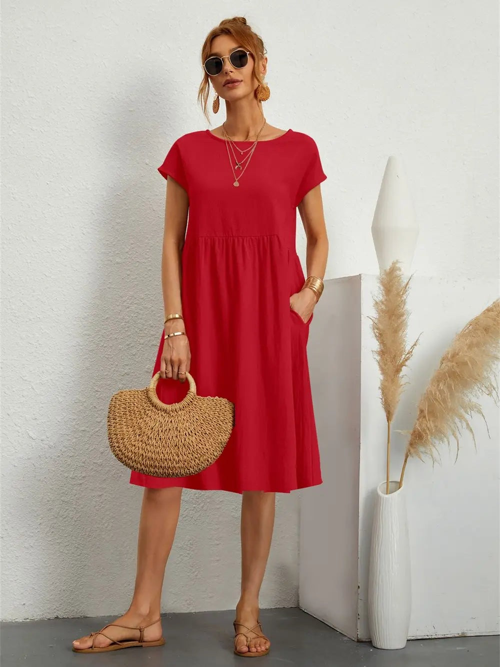 Women's Shift Summer Midi Dress