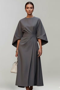 Women's Wedding Guest Satin Floral Midi Dress