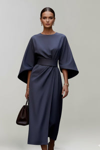 Women's Wedding Guest Satin Floral Midi Dress