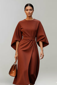 Women's Wedding Guest Satin Floral Midi Dress