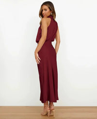 Women's Wedding Guest Satin Midi Dress