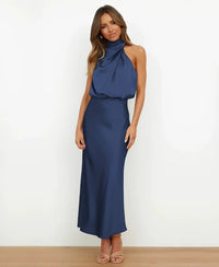 Women's Wedding Guest Satin Midi Dress