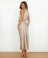 Women's Wedding Guest Satin Midi Dress